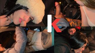 Dupla orális élvezet a haver kocójában – pajkos kamasz csajok vadul élveznek